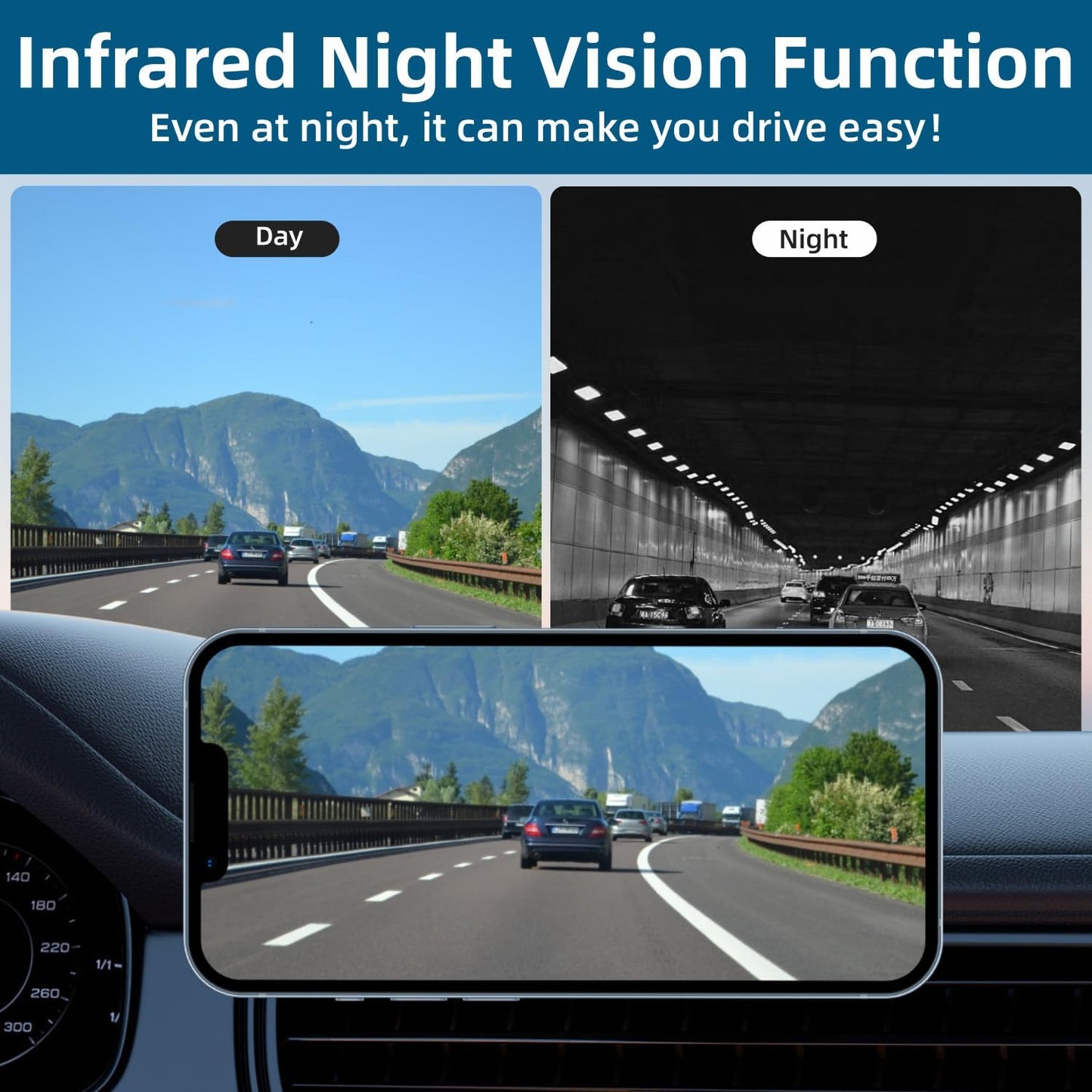 Uzone Rückfahrkamera  Auto Kabellos,Nachtsicht,IP68 Wasserdicht,Magnetisch