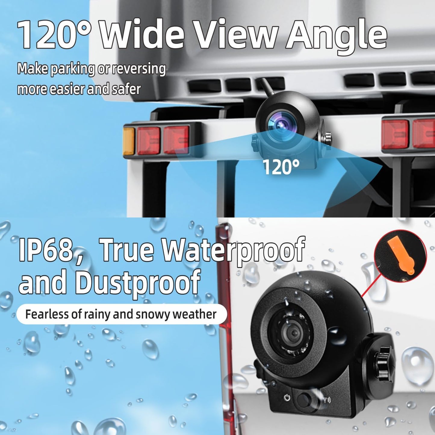 Uzone Rückfahrkamera  Auto Kabellos,Nachtsicht,IP68 Wasserdicht,Magnetisch