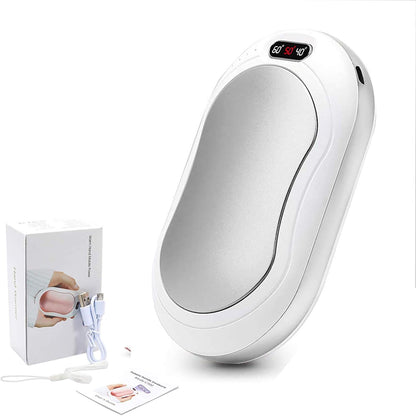 Voneta Handwärmer, wiederaufladbar, wiederverwendbar, USB,10.000 mAh (Silber)