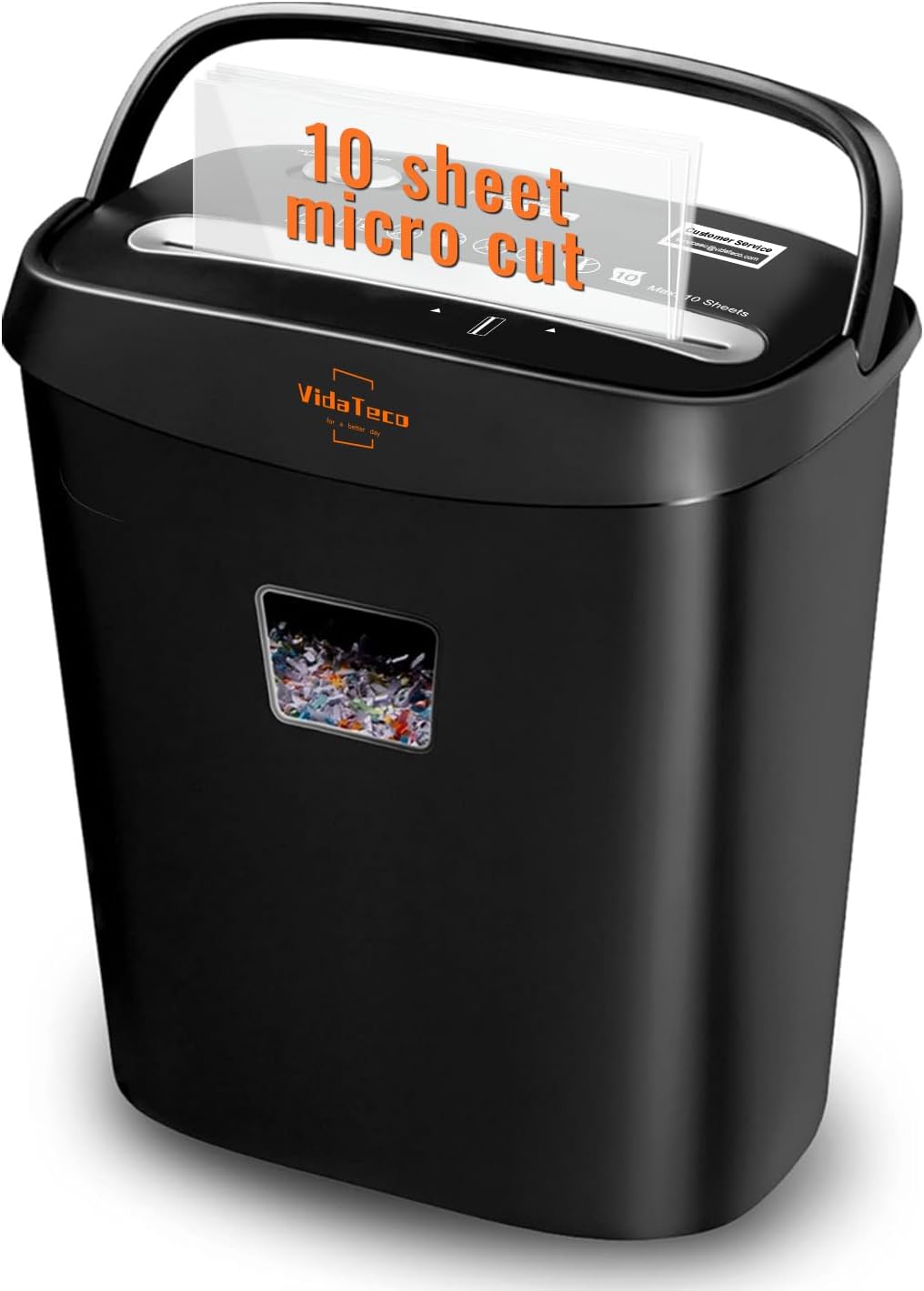 Vitadeco Schredder, 10 Blatt Querschnitt (P-4) Aktenvernichter,Tragbares Griffdesign & 15L Behälter