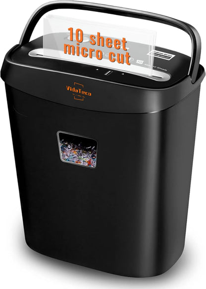Vitadeco Schredder, 10 Blatt Querschnitt (P-4) Aktenvernichter,Tragbares Griffdesign & 15L Behälter