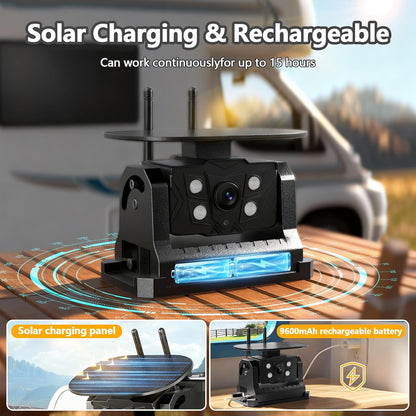 VASTEND Rückfahrkamera Kabellos Solar Magnetische 7'' 1080P Touchscreen IPS Monitor, 9600mAh Akku