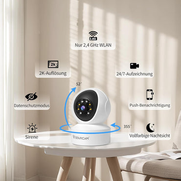 VSTARCAM kamera mit APP Farb-Nachtsicht WLAN Kamera 2K  Zwei-Wege Tracking Bewegungserkennung