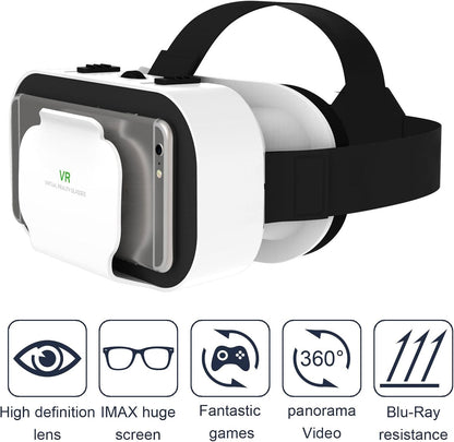 Casque de réalité virtuelle avec lunettes 3D, casque de réalité virtuelle pour jeux de réalité virtuelle et films 3D