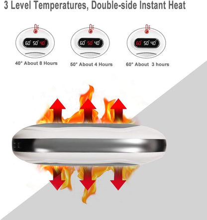 Voneta Handwärmer, wiederaufladbar, wiederverwendbar, USB,10.000 mAh (Silber)
