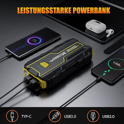 VoltSurge Starthilfe Powerbank, 4000A Spitzstrom Powerbank für 12V Jump Starter