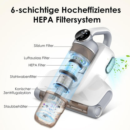 VersLife M6 Kabelloser Milbensauger für Matratzen, 18Kpa mit 253.7nm UV-C Licht