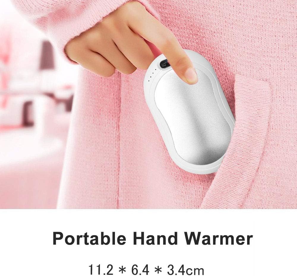 Voneta Handwärmer, wiederaufladbar, wiederverwendbar, USB,10.000 mAh (Silber)