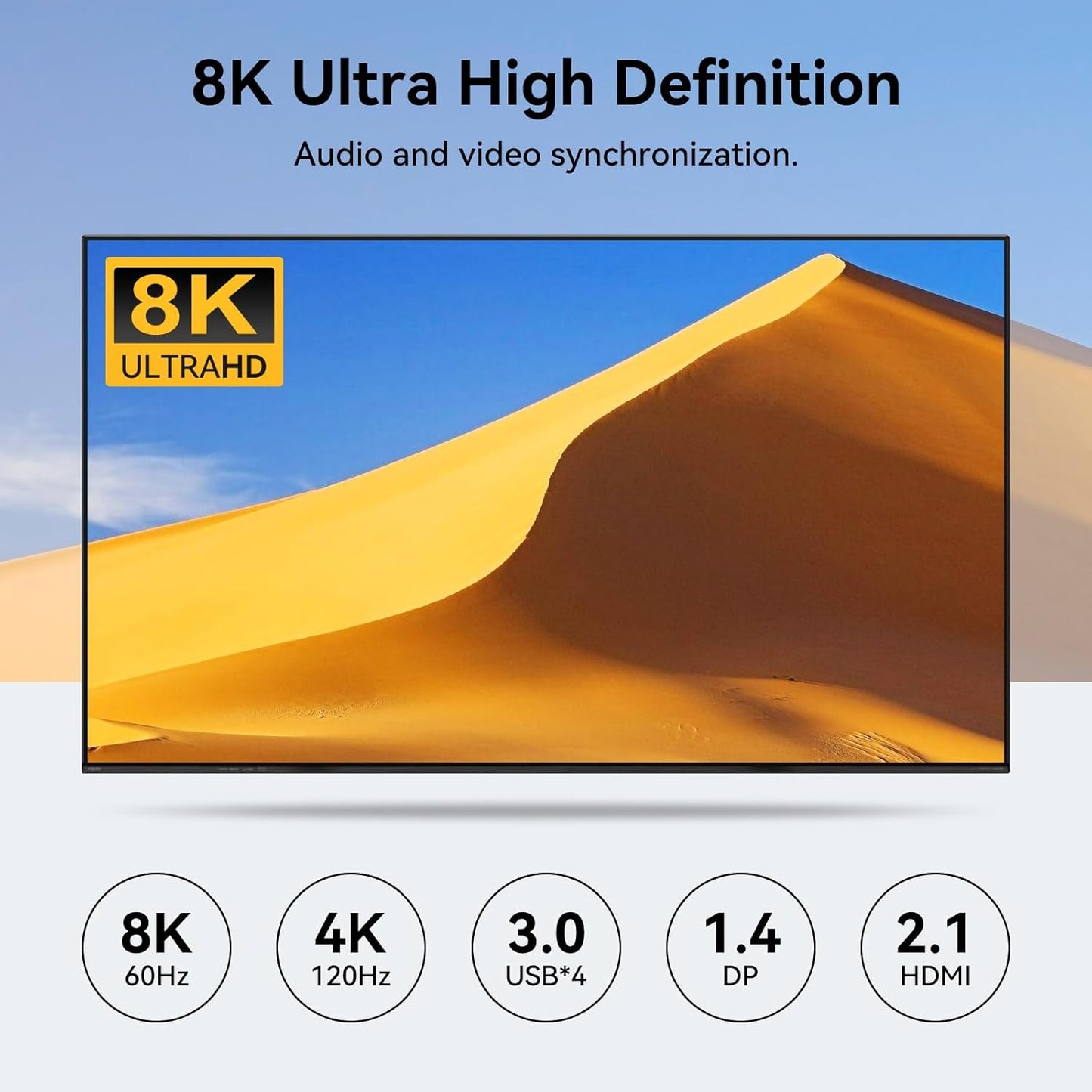 VPFET 8K60Hz Displayport HDMI KVM Switch 2 PC 3 Monitore USB 3.0 DP1.4