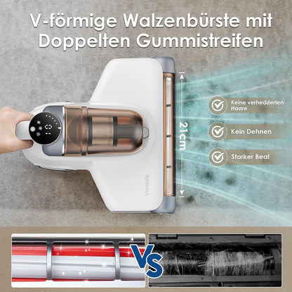 VersLife M6 Kabelloser Milbensauger für Matratzen, 18Kpa mit 253.7nm UV-C Licht