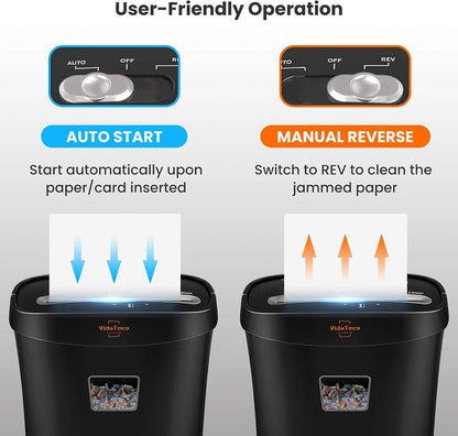 Vitadeco Schredder, 10 Blatt Querschnitt (P-4) Aktenvernichter,Tragbares Griffdesign & 15L Behälter