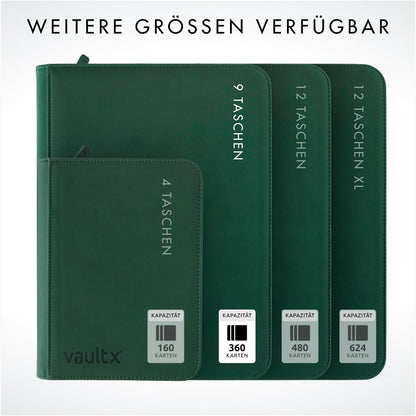 Vault X 9-Taschen-Trading-Kartenordner mit Reißverschluss, 360 Karten (Grün)