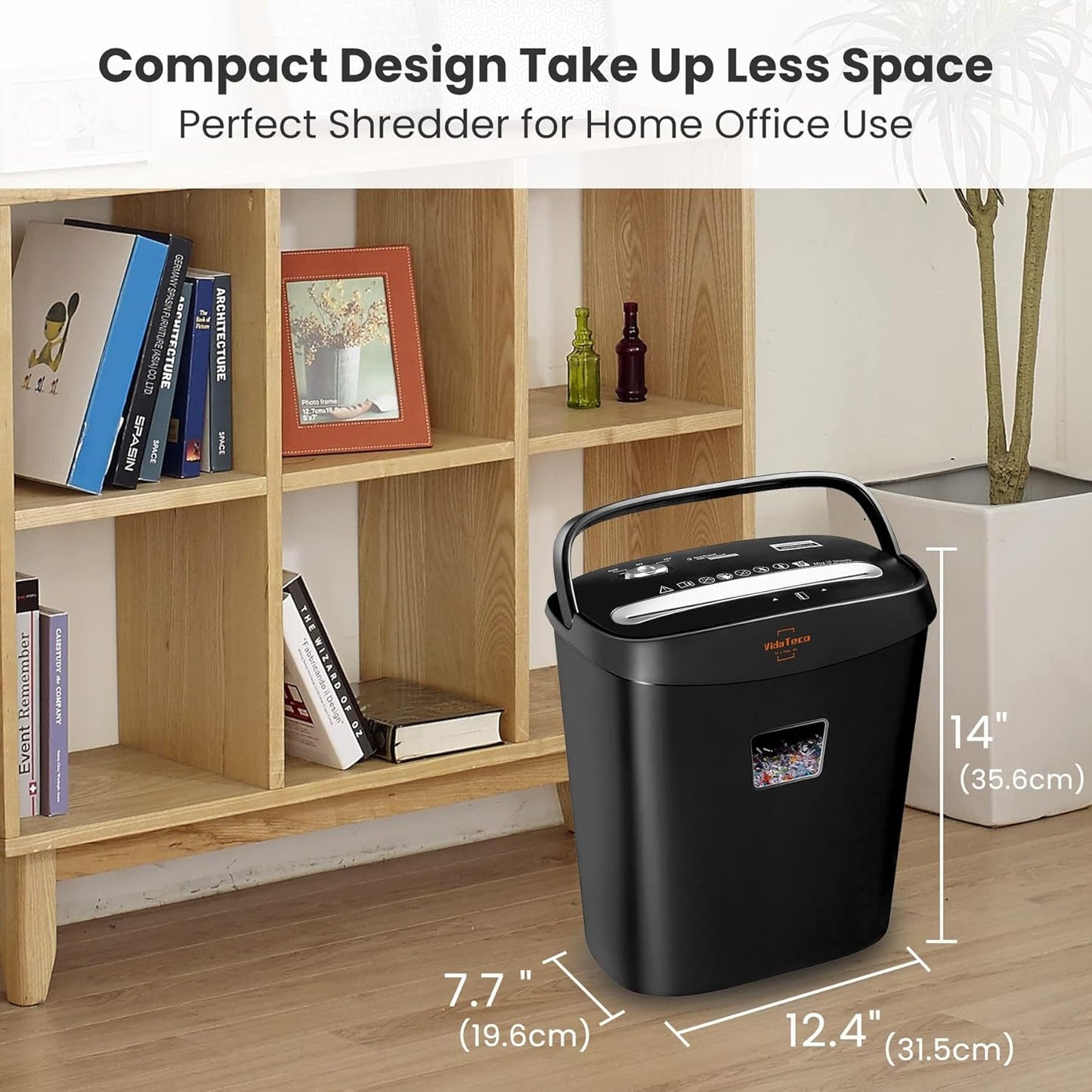 Vitadeco Schredder, 10 Blatt Querschnitt (P-4) Aktenvernichter,Tragbares Griffdesign & 15L Behälter