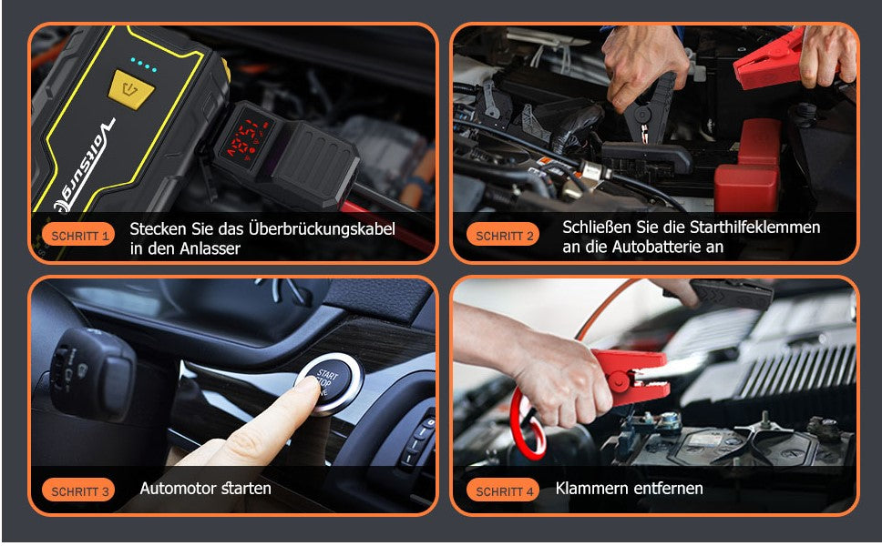 VoltSurge Starthilfe Powerbank, 4000A Spitzstrom Powerbank für 12V Jump Starter