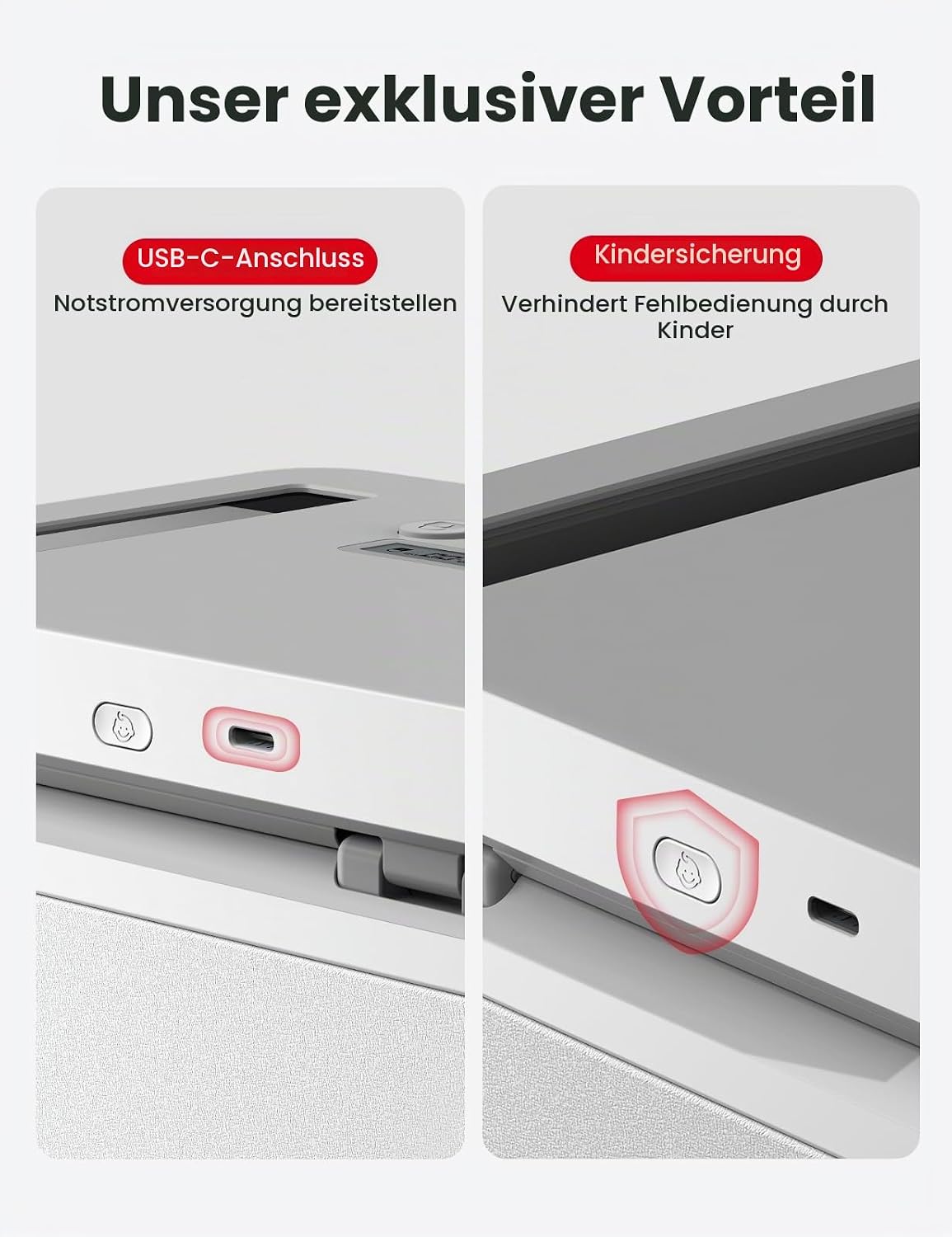 Vaydeer Handy-Safe mit Zeitschloss Box Timer bis 365 Tage, USB-C-Notstromversorgung,