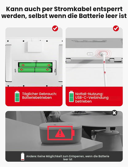 Vaydeer Handy-Safe mit Zeitschloss Box Timer bis 365 Tage, USB-C-Notstromversorgung,