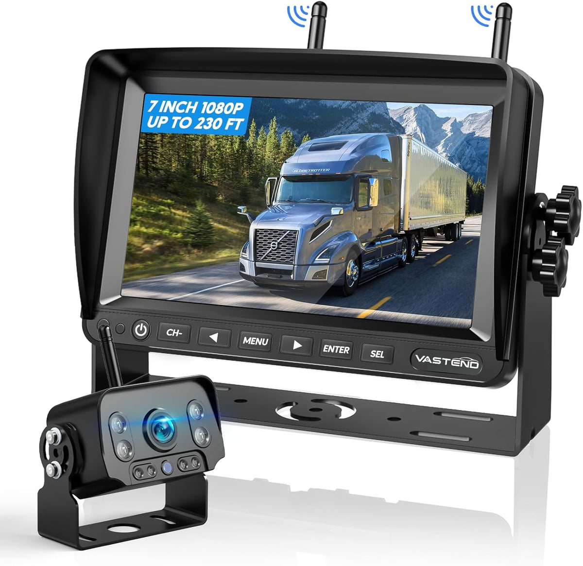 VASTEND Rückfahrkamera Kabellos mit 7 Zoll IPS Monitor 1080P Funksystem (VE-7A)