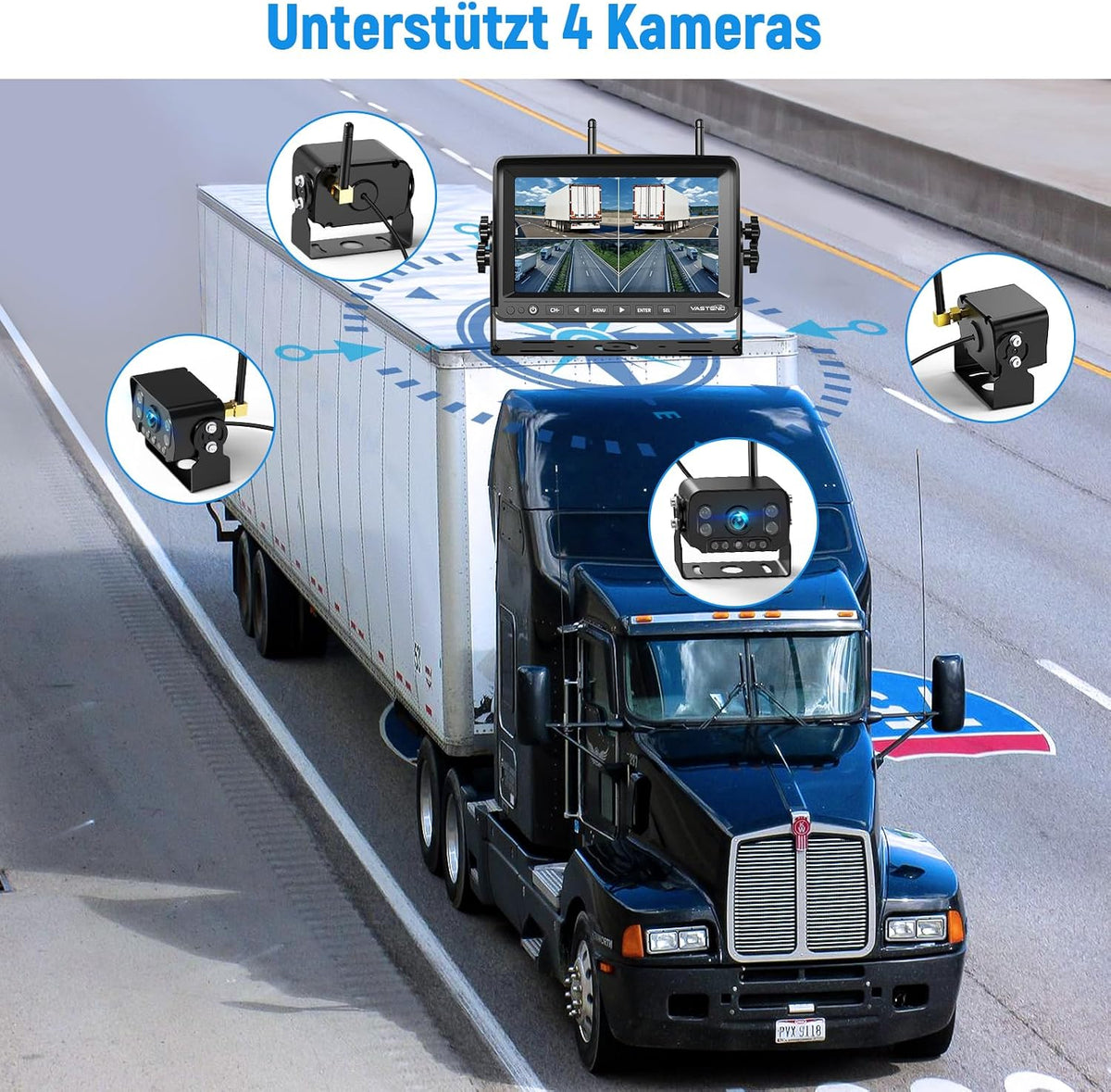 VASTEND Rückfahrkamera Kabellos mit 7 Zoll IPS Monitor 1080P Funksystem (VE-7A)