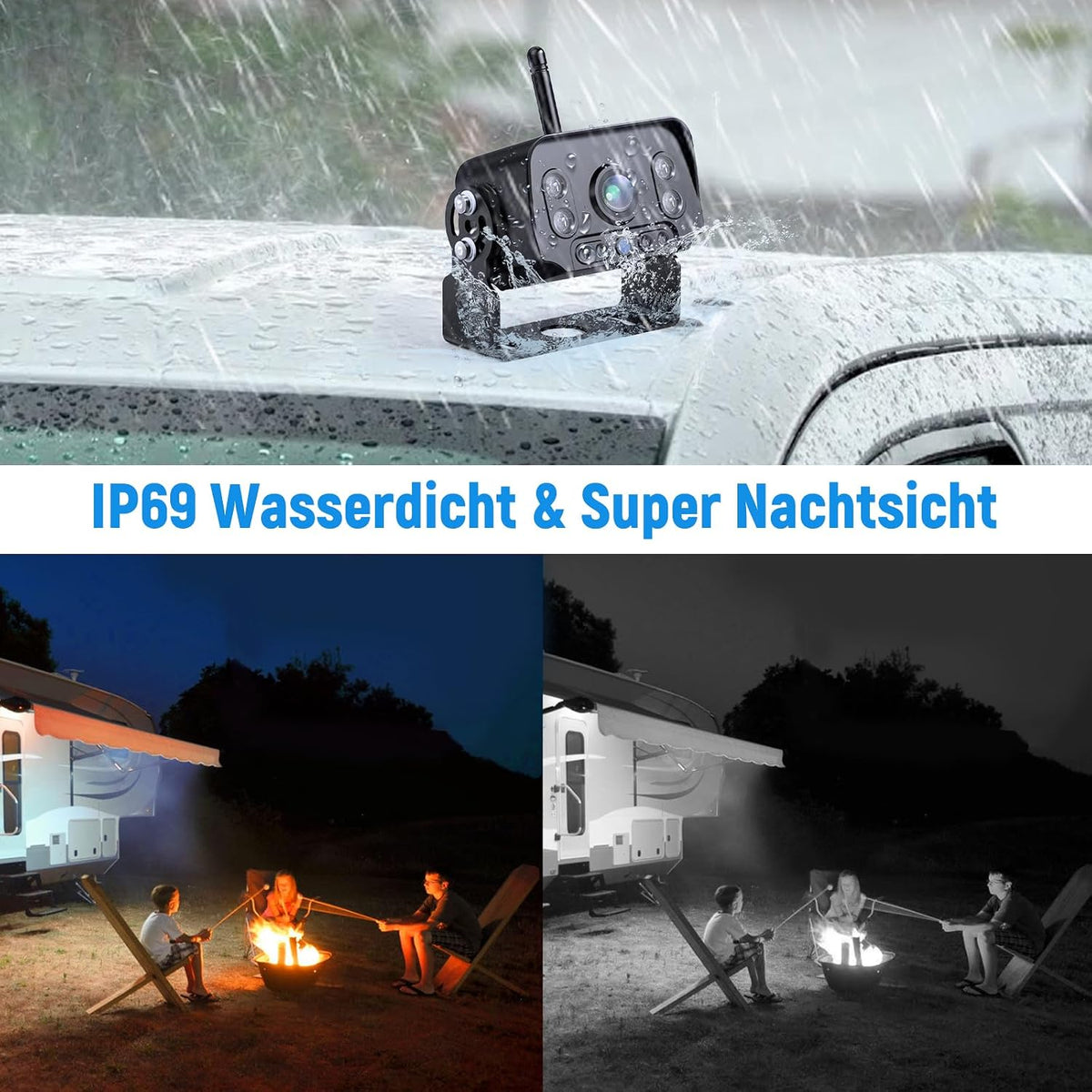 VASTEND Rückfahrkamera Kabellos mit 7 Zoll IPS Monitor 1080P Funksystem (VE-7A)