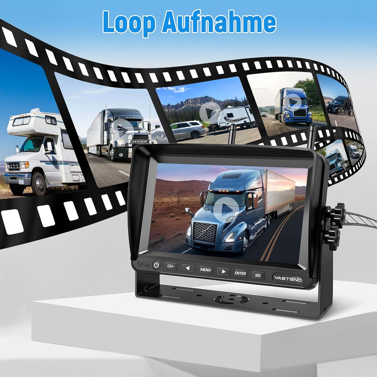 VASTEND Rückfahrkamera Kabellos mit 7 Zoll IPS Monitor 1080P Funksystem (VE-7A)