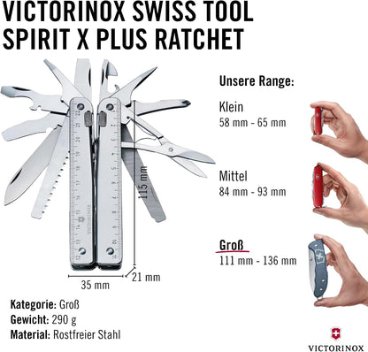 Victorinox, Schweizer Taschenmesser Swiss Tool X Plus Ratchet, 40 Funktionen,Silber