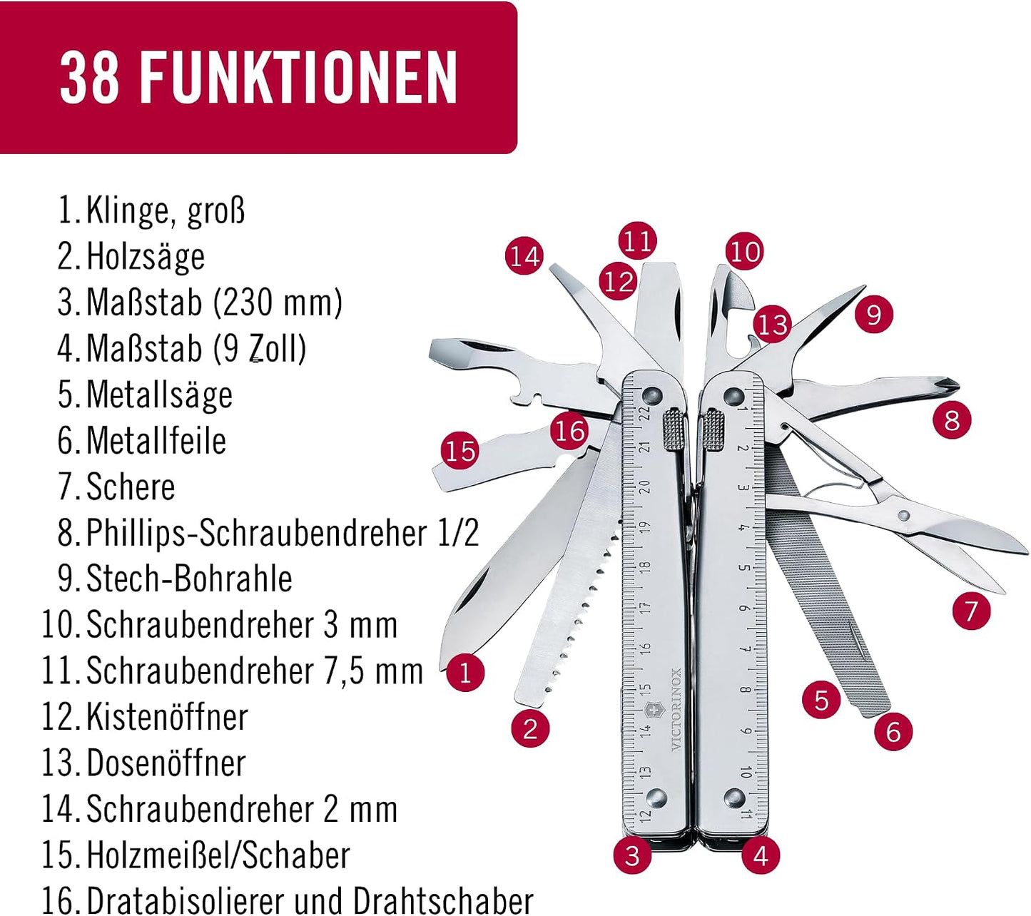 Victorinox, Schweizer Taschenmesser Swiss Tool X Plus Ratchet, 40 Funktionen,Silber