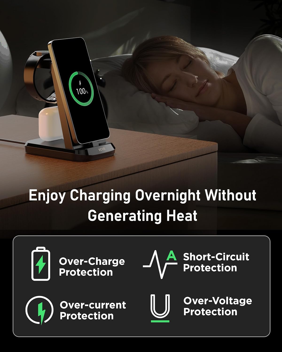 VCVS 36 W USB C Super Schnellladestation  3-in-1 für Samsung Handys, Uhren, Ohrhörer,