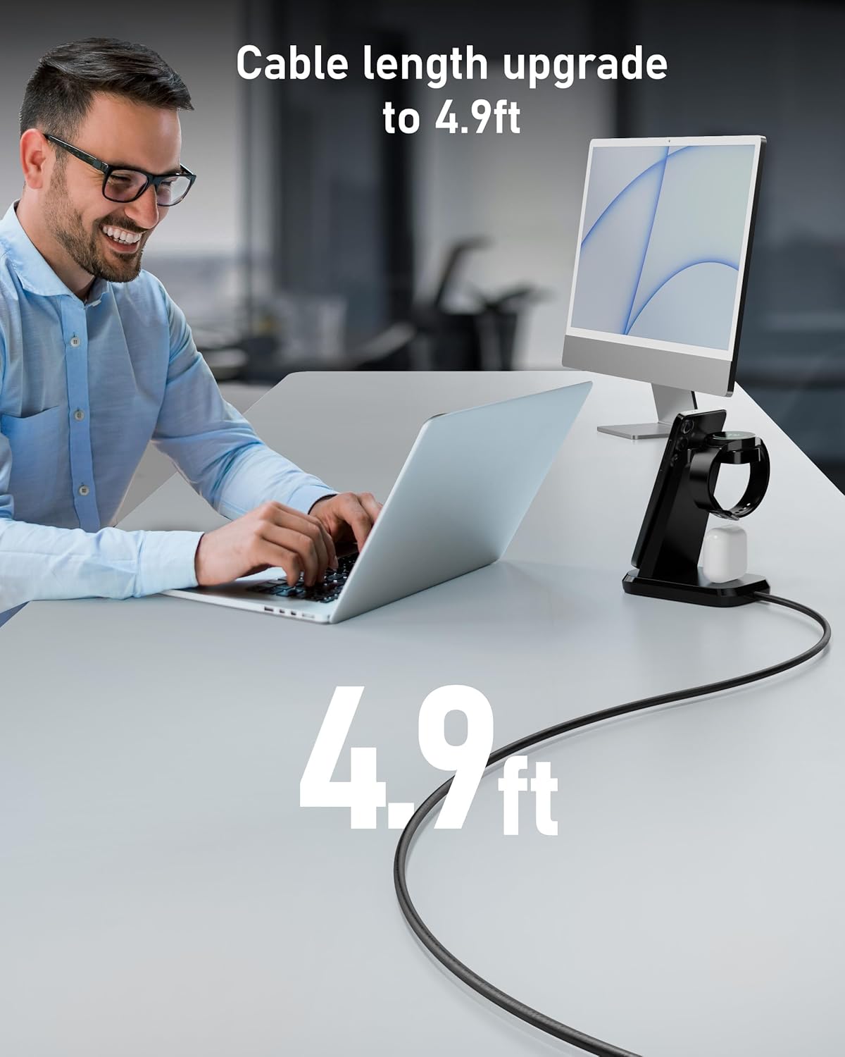 VCVS 36 W USB C Super Schnellladestation  3-in-1 für Samsung Handys, Uhren, Ohrhörer,