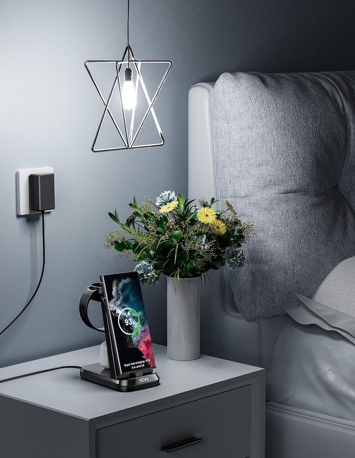 VCVS 36 W USB C Super Schnellladestation  3-in-1 für Samsung Handys, Uhren, Ohrhörer,