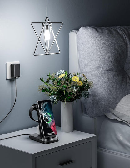 VCVS 36 W USB C Super Schnellladestation  3-in-1 für Samsung Handys, Uhren, Ohrhörer,