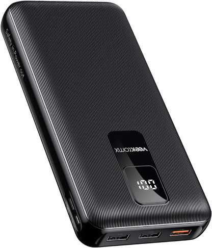 VEEKTOMX  30000 mAh Powerbank mit PD&QC USB C, 4 USB-Ausgänge