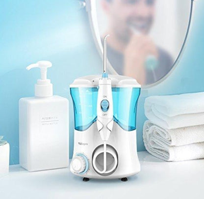 Vellepro Elektrisch Munddusche Wasser Flosser Kabellos  mit 8 Düsen, 600 ml