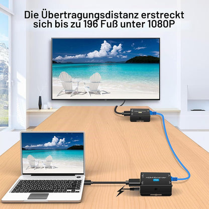 VEDINDUST HDMI Extender, Over Cat5e/6/7  HDMI Transmitter Empfänger (1080P 50m POC)