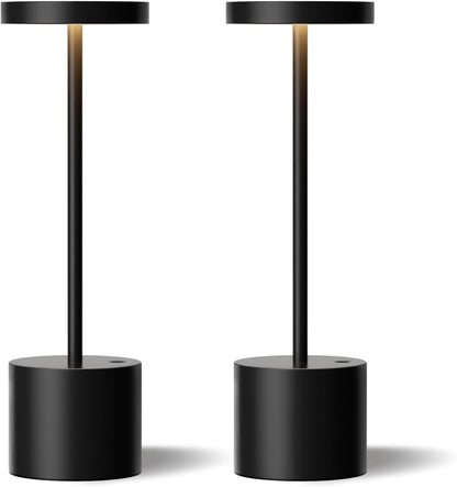 Visdanfo Kabellose Tischlampe, 4000 mAh, wiederaufladbare,3 Farben(2er pack), schwarz