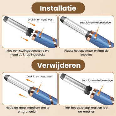 VistaSonic SuperWrap Haarstyler, 5-in-1,  Airstyler, Lockenstab, Haartrocknerbürste, Tiefblau