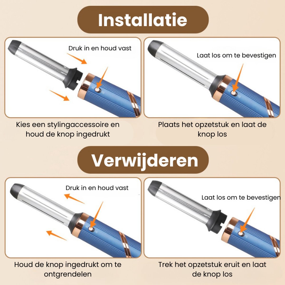 VistaSonic SuperWrap Haarstyler, 5-in-1,  Airstyler, Lockenstab, Haartrocknerbürste, Tiefblau