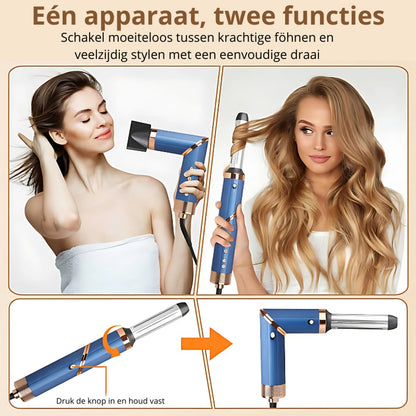 VistaSonic SuperWrap Haarstyler, 5-in-1,  Airstyler, Lockenstab, Haartrocknerbürste, Tiefblau