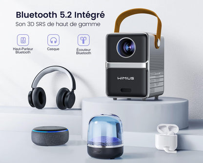 WiMiUS Mini Projektor, 16000 Lumen 5G WiFi Bluetooth 5.2 tragbarer Beamer,