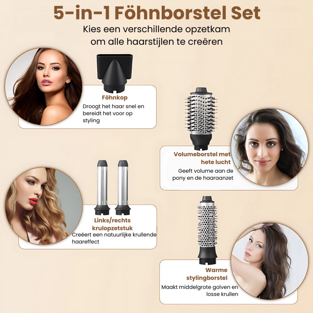 VistaSonic SuperWrap Haarstyler, 5-in-1,  Airstyler, Lockenstab, Haartrocknerbürste, Tiefblau