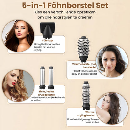 VistaSonic SuperWrap Haarstyler, 5-in-1,  Airstyler, Lockenstab, Haartrocknerbürste, Tiefblau