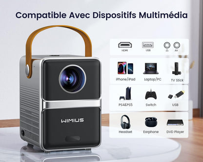 WiMiUS Mini Projektor, 16000 Lumen 5G WiFi Bluetooth 5.2 tragbarer Beamer,