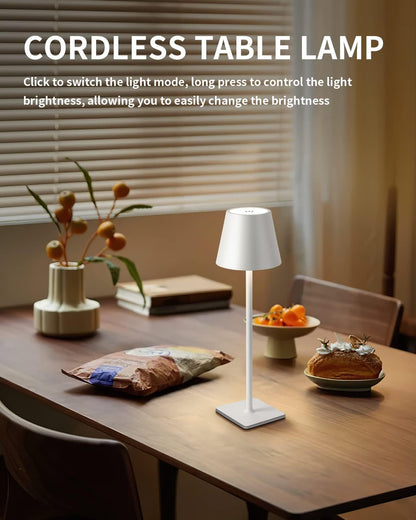 Visdanfo Kabellose Tischlampe, tragbare LED-Schreibtischlampe (2 pack) 4000 mAh, 3 Farben Weiß