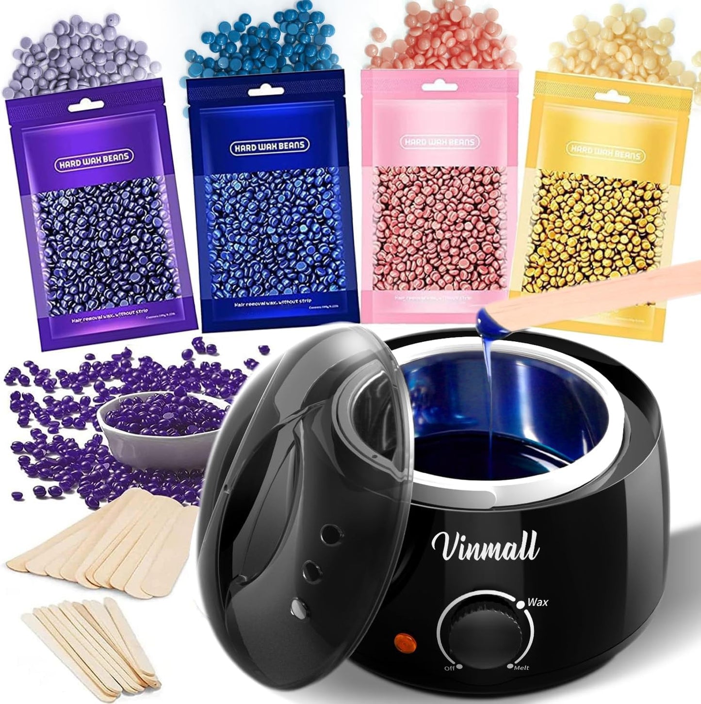 Vinmall Wachswärmer Waxing set mit Wachsperlen für Wachs Haarentfernung schwarz