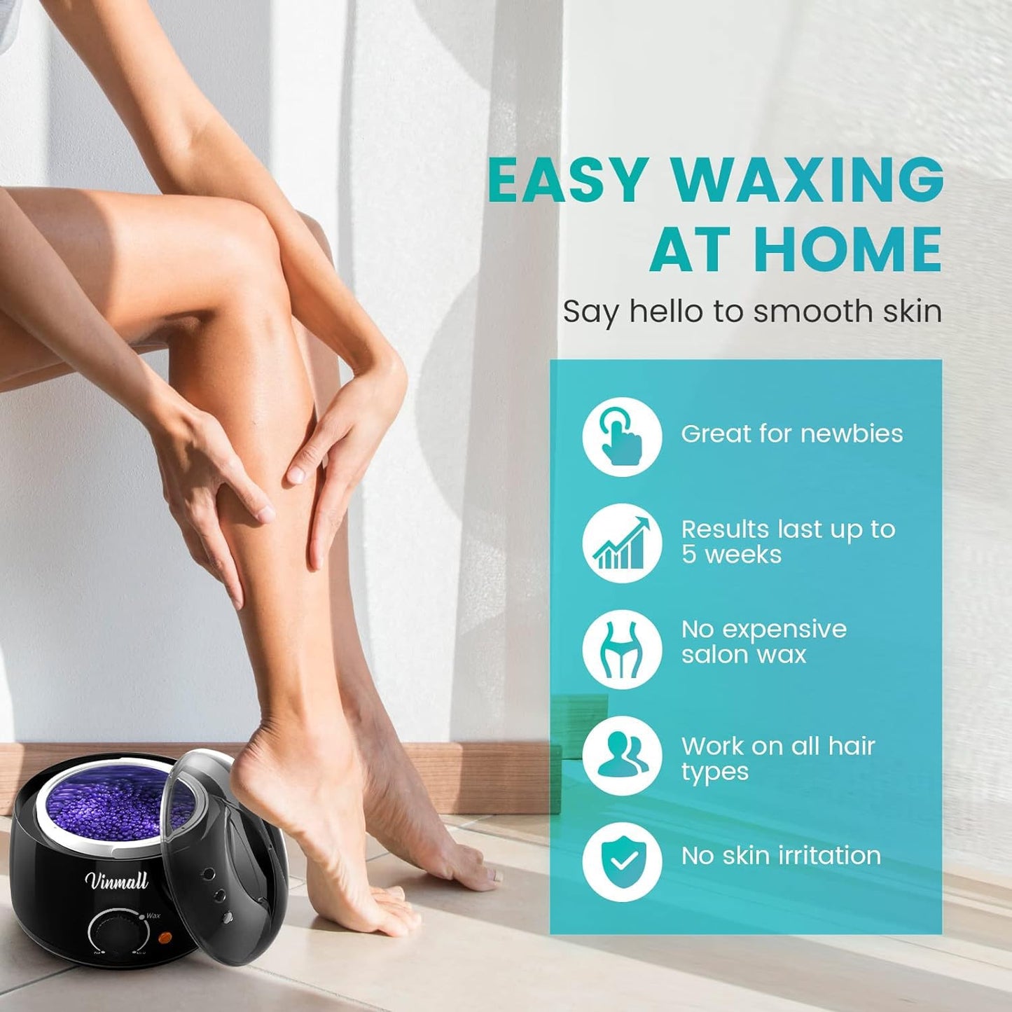 Vinmall Wachswärmer Waxing set mit Wachsperlen für Wachs Haarentfernung schwarz
