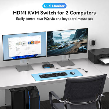 VPFET 8K HDMI KVM Switch 2 Monitore 2 Computer USB 3.0 Dual Monitor