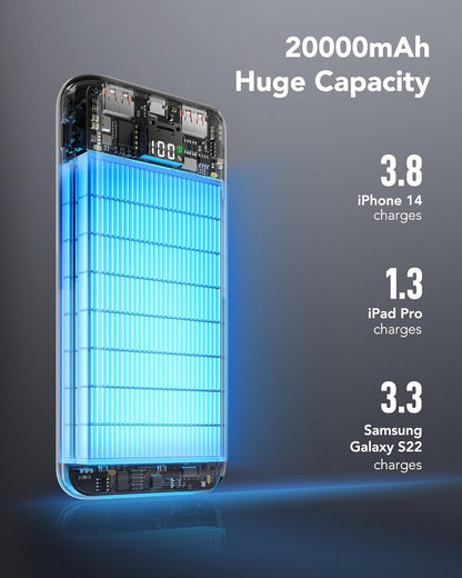 VRURC Powerbank 20000mAh, tragbares Ladegerät mit USB-C 20W Schnellladefunktion,