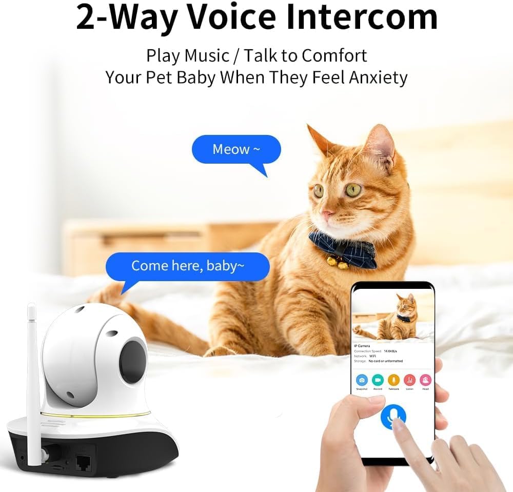 VSTARCAM Überwachungskamera Innen 3MP Haustier Kamera WLAN Nachtsicht, Sound Motion,Baby Überwachungs