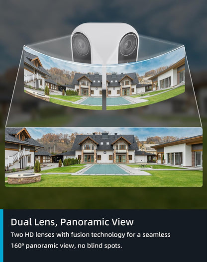 Virtavo Cam XM1, Solar-Sicherheitskamera kabellos,Dual-2-MP-Auflösung, Nachtsicht