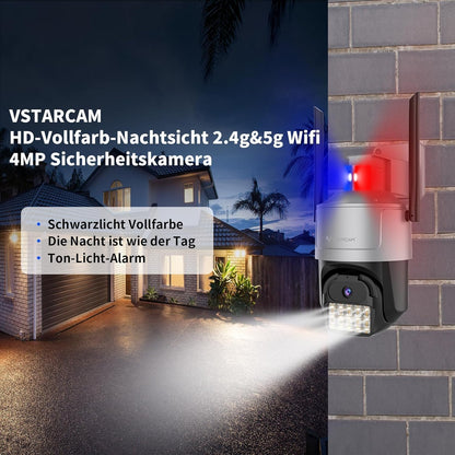 VSTARCAM Außenkamera 4MP Sicherheitskamera,WiFi Kamera,PTZ Sicherheitskamera,Zwei-Wege-Audio Nachtsicht,Sirene und Scheinwerferalarm,