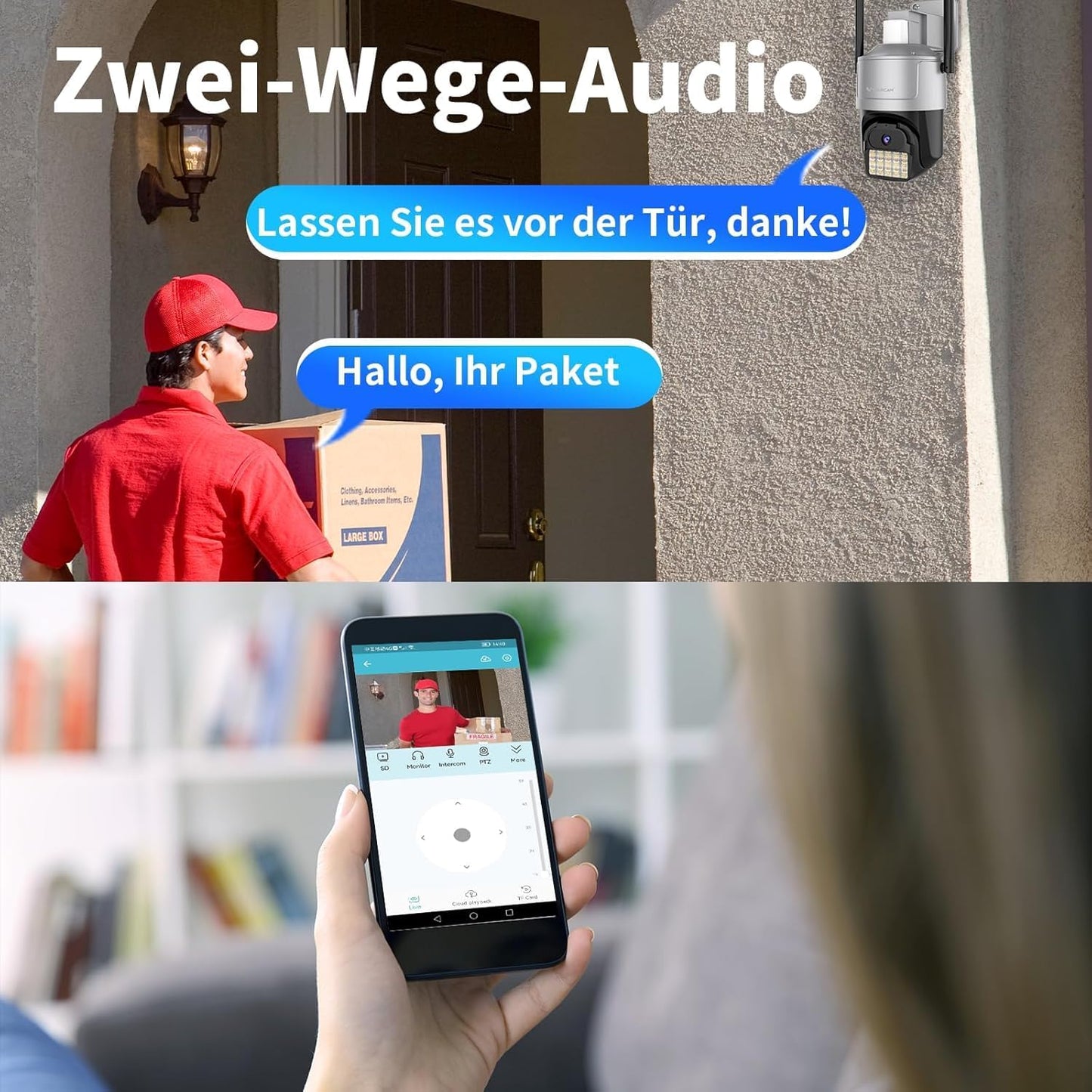 VSTARCAM Außenkamera 4MP Sicherheitskamera,WiFi Kamera,PTZ Sicherheitskamera,Zwei-Wege-Audio Nachtsicht,Sirene und Scheinwerferalarm,